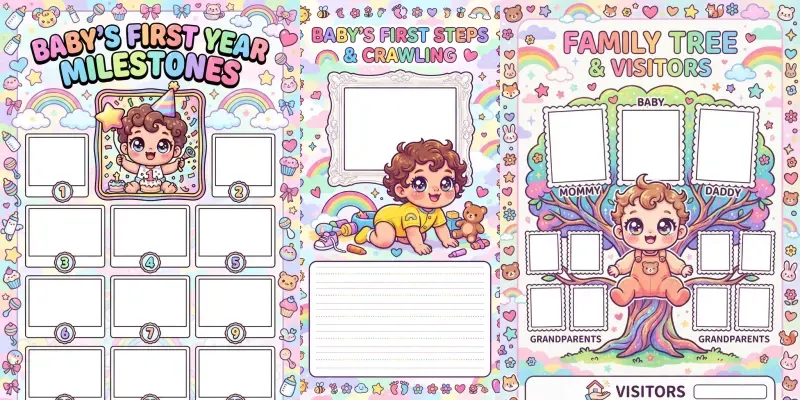 Y2k Kawaii Baby Memory Book Pages
