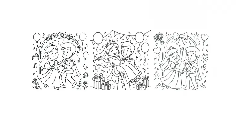 Princess Wedding Coloring Pages For Girls generated by undefined
