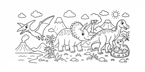 Cute Kids Dinosaur Coloring Pages generated by chatgpt-image