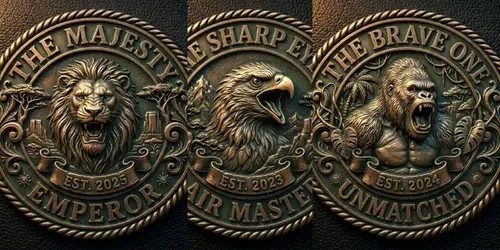 3D Antique Animal Relief Badges generated by gemini-image