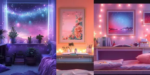 Kawaii Bedroom Backgrounds generated by midjourney