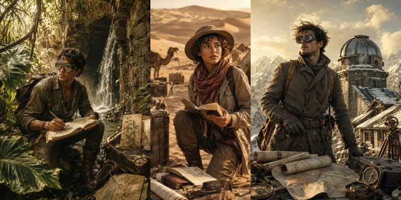 Cinematic Vintage Adventure Explorers generated by undefined