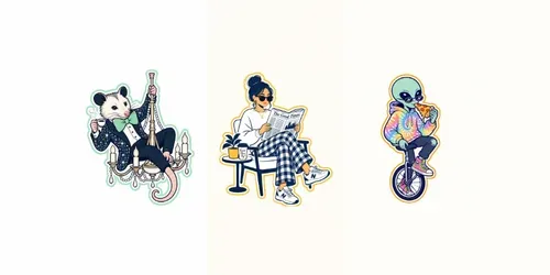 Line Art Cartoon Stickers generated by chatgpt-image