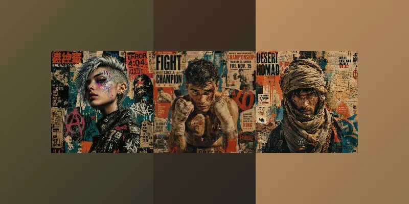 Punk Urban Collage Portrait Art generated by undefined