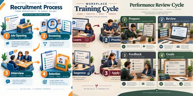 3D Hr Process Infographic Posters