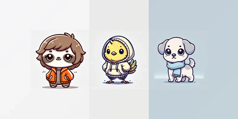 Cute Dressed Animal Cartoons generated by undefined