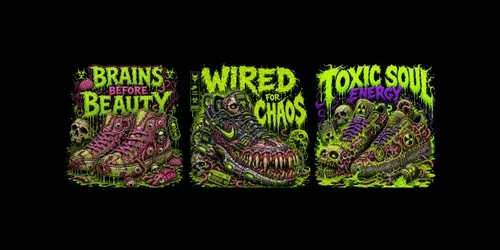 Toxic Horror Sneaker Monster Tshirts generated by chatgpt-image