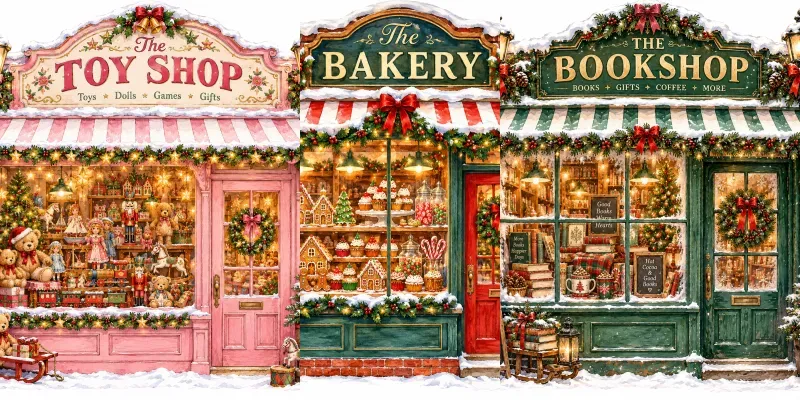 Vintage Christmas Shop Window Cliparts