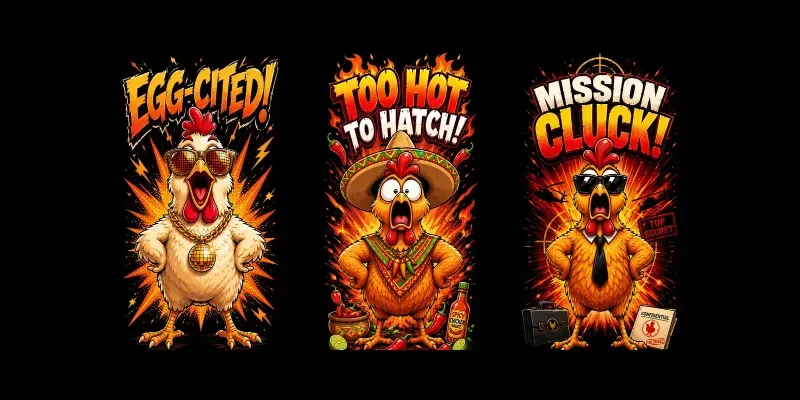 Funny Chicken Mascot Tshirt Designs generated by undefined