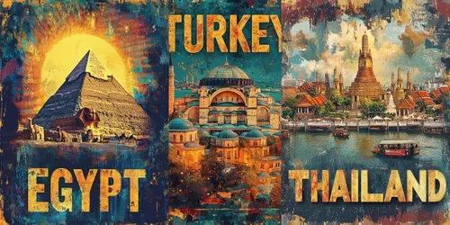 Travel Collage Postcards generated by midjourney