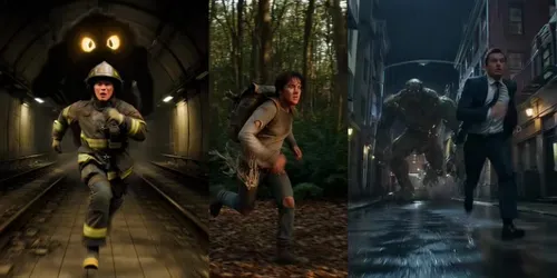 Humans Chased By The Impossible generated by grok-video