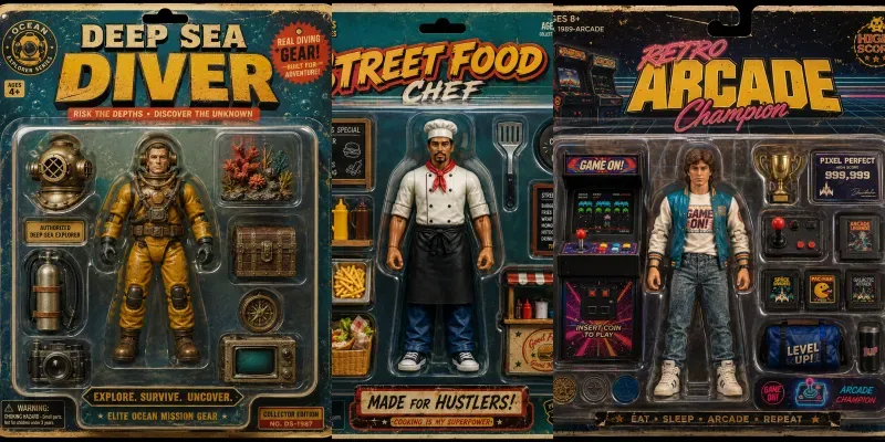 Retro Collectible Action Figure Packs generated by undefined