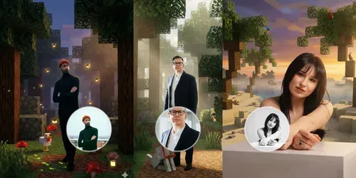 Photoreal People In Minecraft Worlds Go generated by gemini-image