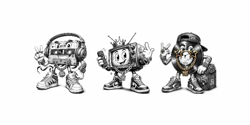 Retro Mixtape Mascots Urban Cartoon generated by undefined