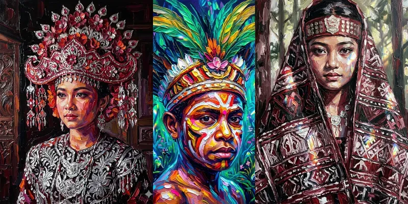 Indonesian Kids Impasto Art Portraits generated by undefined