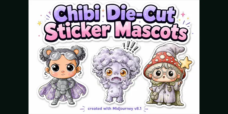 Chibi Diecut Sticker Mascots generated by undefined