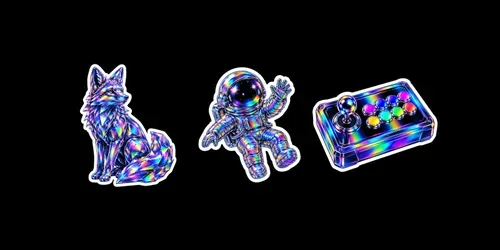3D Holographic Retrofuturistic Stickers generated by chatgpt-image