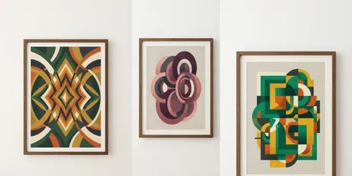 Midcentury Geometric Wall Art generated by qwen-image