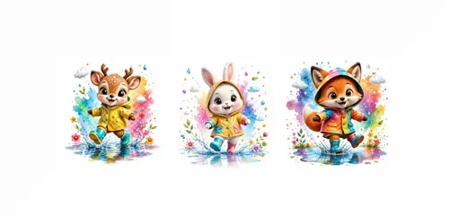 Whimsical Rainy Animal Tees generated by chatgpt-image