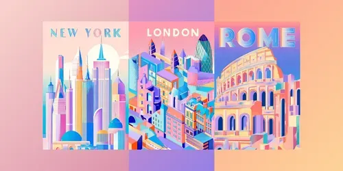 Y2k Pastel Travel Posters generated by midjourney