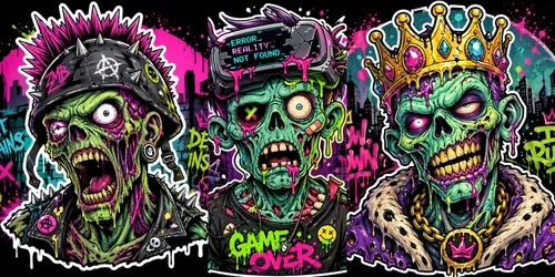 Neon Graffiti Zombie Sticker Generator generated by chatgpt-image
