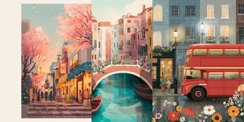 Cute Cityscape Travel Posters generated by undefined