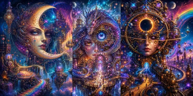 Surreal Celestial Fantasy Dreamscapes generated by undefined