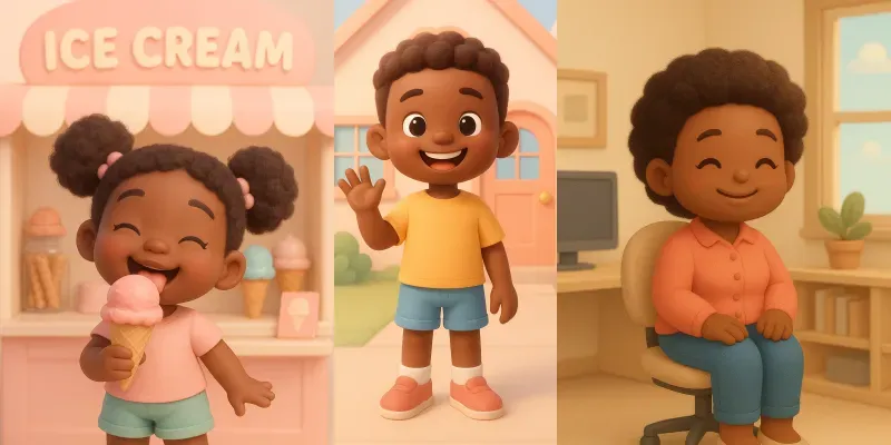 Cute Africanamerican Characters generated by undefined