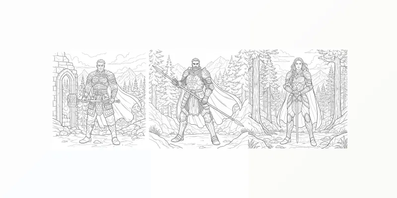 Fantasy Heroes Coloring Art generated by undefined