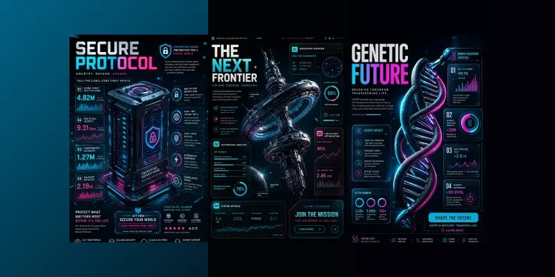 Futuristic Dark Tech Infographic Posters generated by undefined
