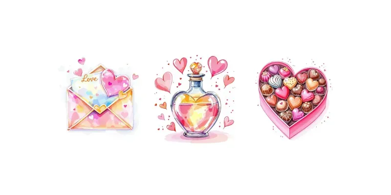 Cute Romantic Illustrations Heartthemed generated by undefined