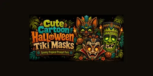 Cute Cartoon Halloween Tiki Masks generated by chatgpt-image