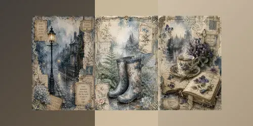 Dreamy Rainy Day Junk Journal Wall Art generated by chatgpt-image