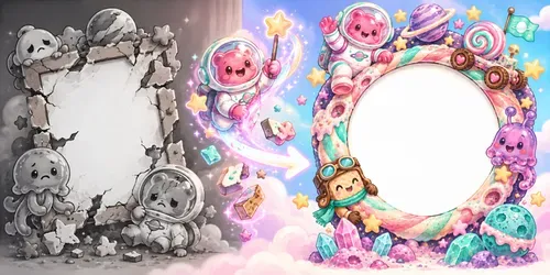 Kawaii Character Photo Frame Printables generated by chatgpt-image
