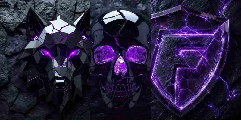 Cyberpunk Glowing Obsidian 3D Logos generated by undefined