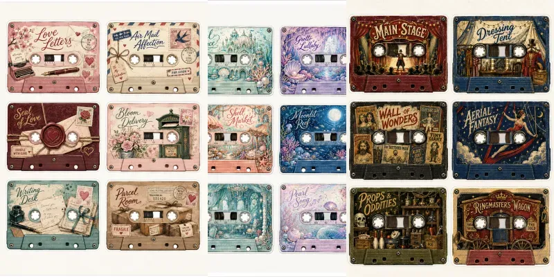 Mixtape Cassette Fussy Cut Ephemera generated by undefined