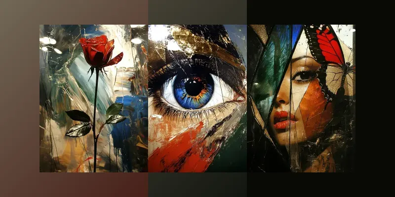 Rich Impasto Gold Oil Stained Glass Art generated by undefined