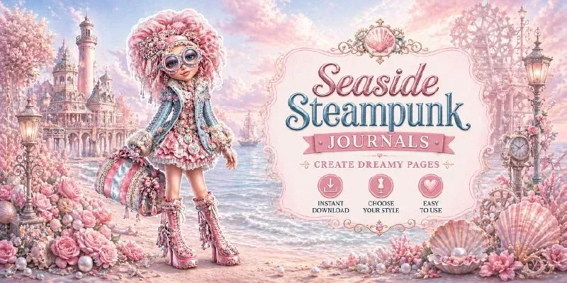 Seaside Steampunk Girl Junk Journals generated by undefined