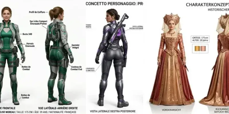 Custom Realistic 4view Character Sheets generated by undefined