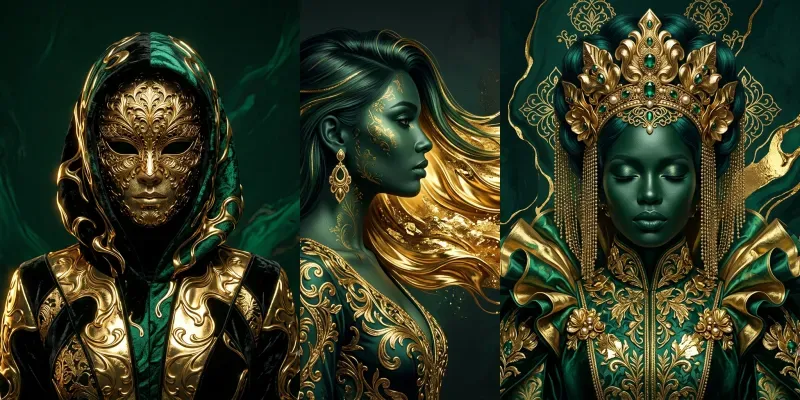 Emerald Gold Luxury Portraits generated by undefined