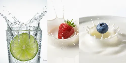 Hyperrealistic Food Splash Photos generated by gemini-image