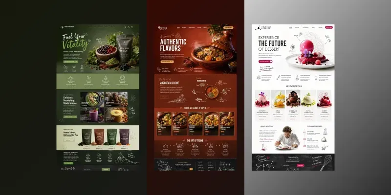 Modern Artistic Cooking Website UIs generated by undefined