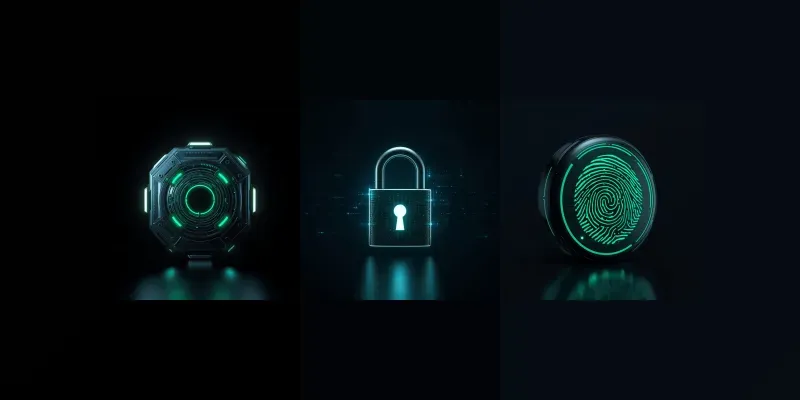 3D Cyber Security Tech Hud Icons generated by undefined