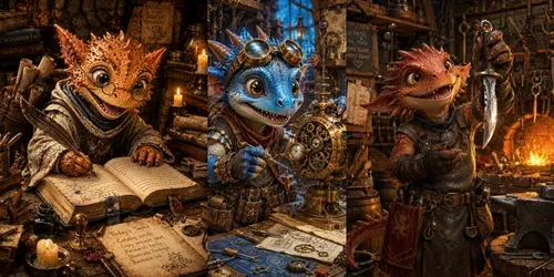 Cute Kobold Professions generated by chatgpt-image