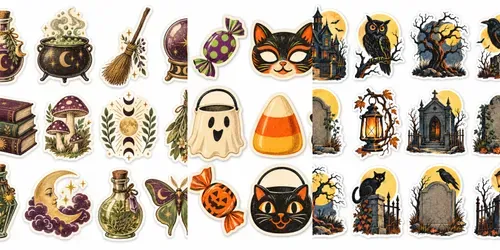 Vintage Halloween Sticker Sheets generated by chatgpt-image