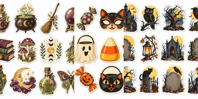 Vintage Halloween Sticker Sheets