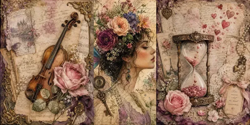 Romantic Fairytale Journal Collage Art generated by undefined