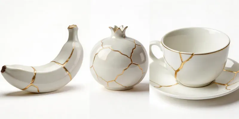 Kintsugi Porcelain Pomegranate Shots generated by undefined