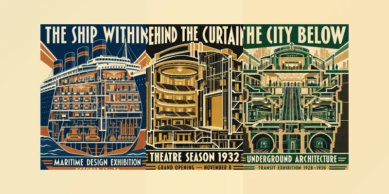 Art Deco Cutaway World Posters