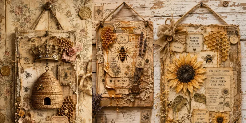 Honey Time Junk Journal Wall Art generated by undefined